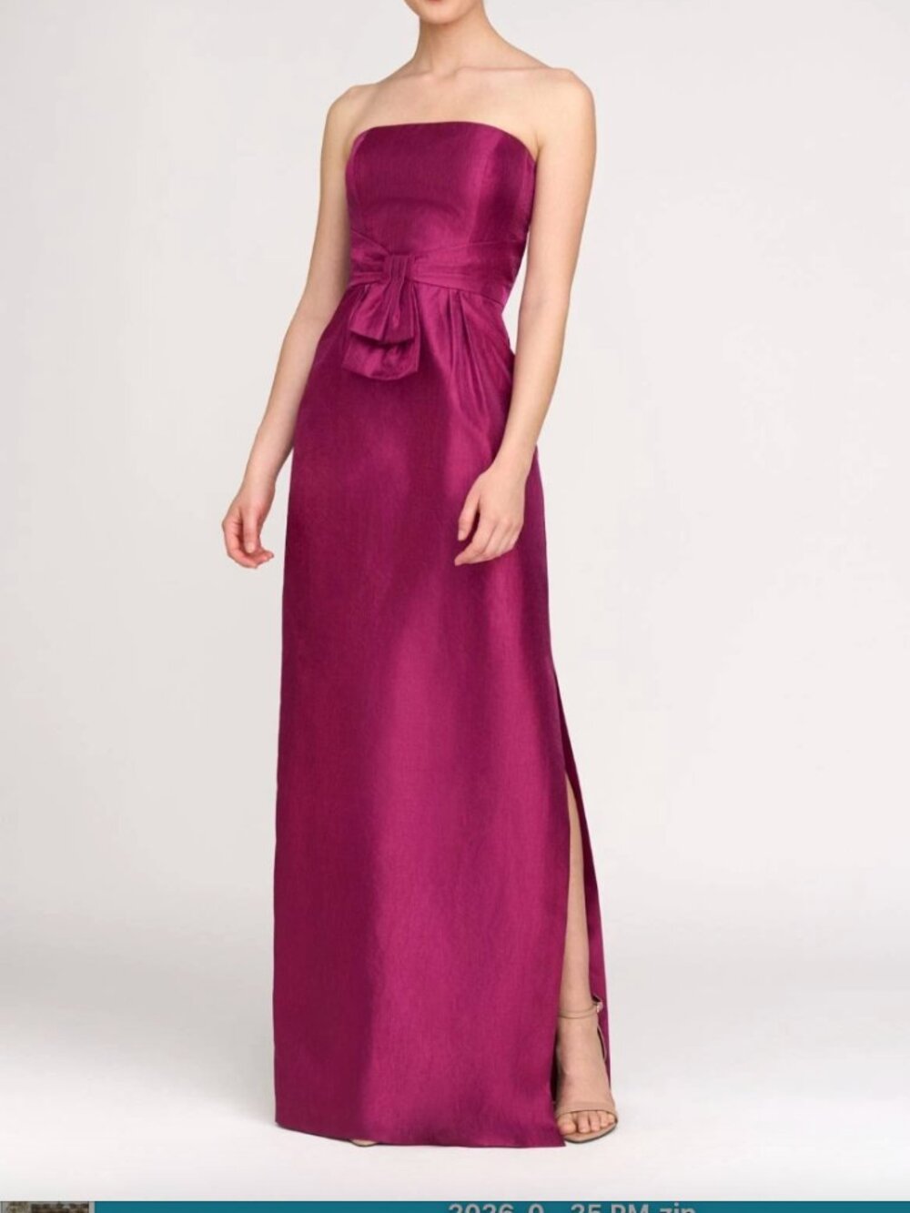 Kay Unger Carloline Column Gown Dress Metallic Boysenberry Pink 16 $318